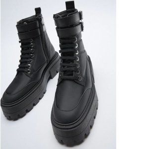 Zara nylon low heel ankle boots, 7.5